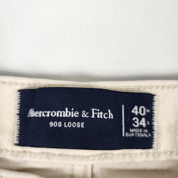 Abercrombie & Fitch Pants Mens 40x34 Cream 90s Loose Carpenter Jeans - Picture 4 of 13
